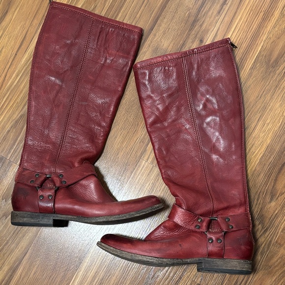 Frye Red Leather Heeled Boots - Picture 3 of 3